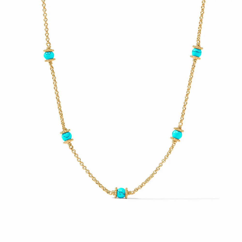 Hydra Delicate Station Necklace - Gold - Turquoise
