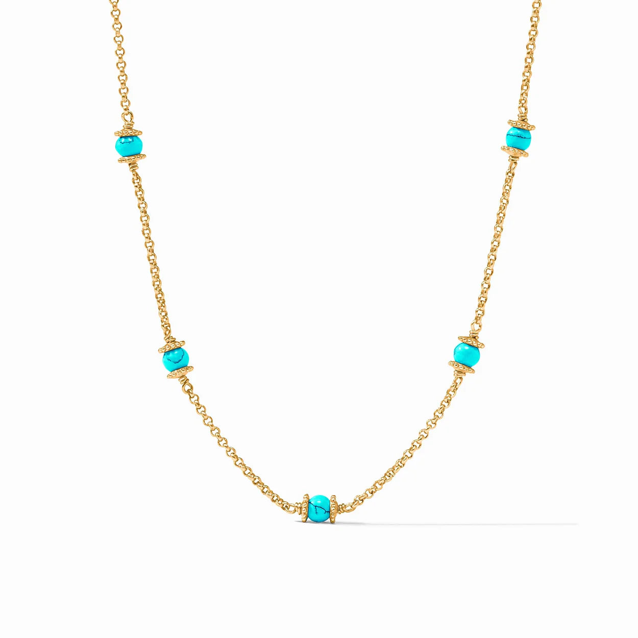 Hydra Delicate Station Necklace - Gold - Turquoise