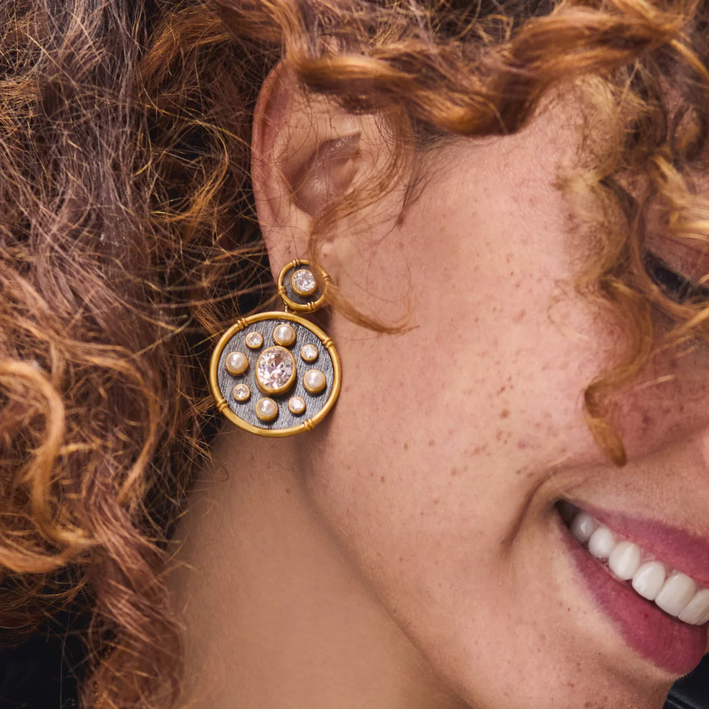 Tribeca Statement Earring - Mixed Metal - Cubic/Pearl