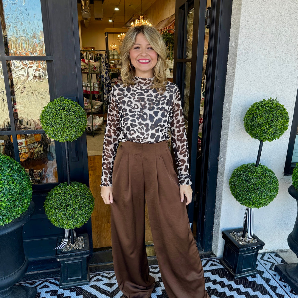 Nola High Waisted Pants- Brown