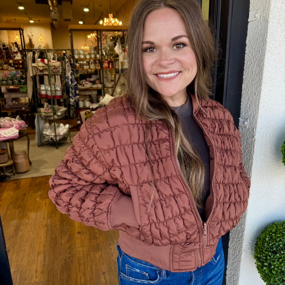 Alma Puffer Jacket- Brown