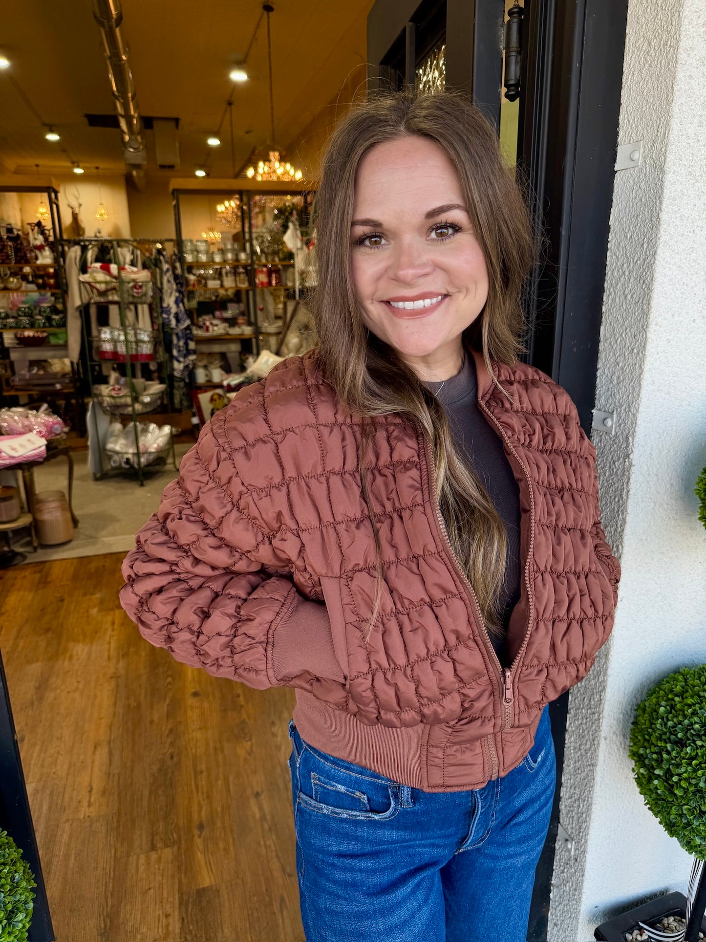 Alma Puffer Jacket- Brown