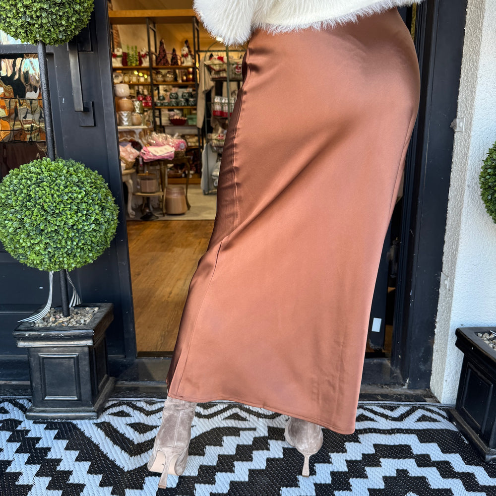 
                  
                    Jupiter Satin Skirt- Brown
                  
                