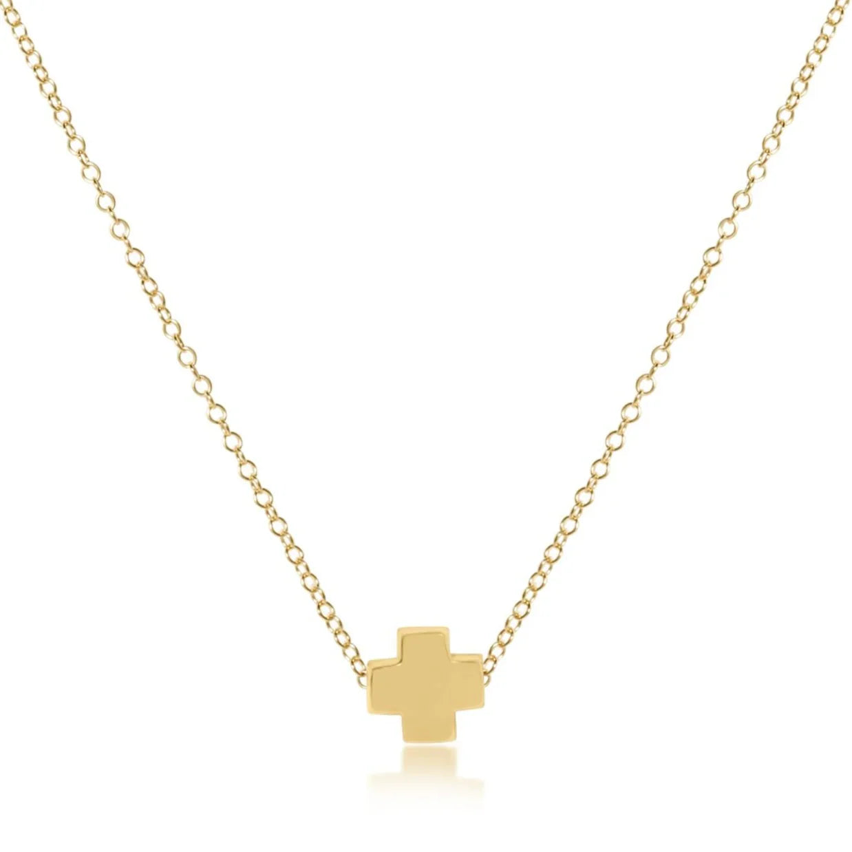 16" necklace gold - signature cross - Gold