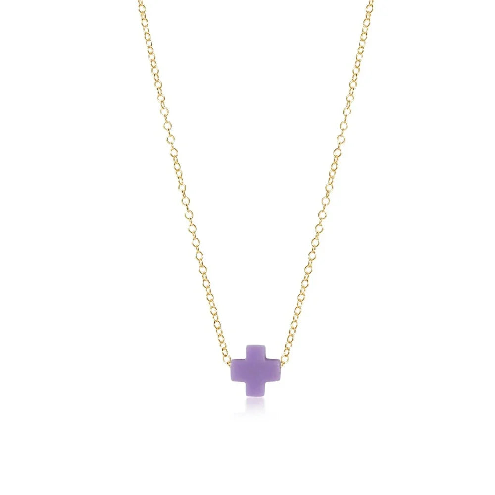 16" Necklace Gold- Signature Cross Purple
