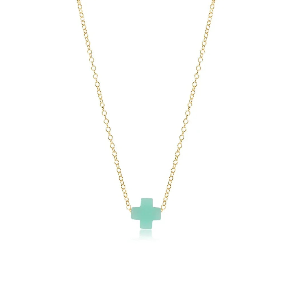 16" necklace gold - signature cross -Mint