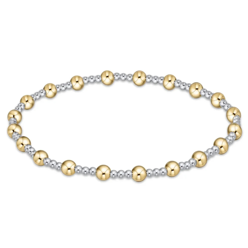 Classic Sincerity Pattern 6MM Bead Bracelet - Mixed Metal