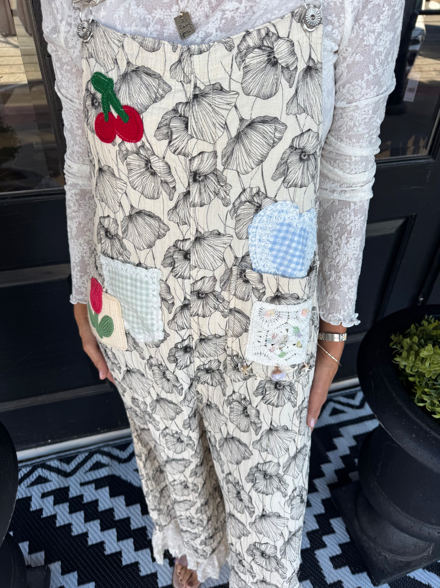 Delilah Overalls - Natural Floral