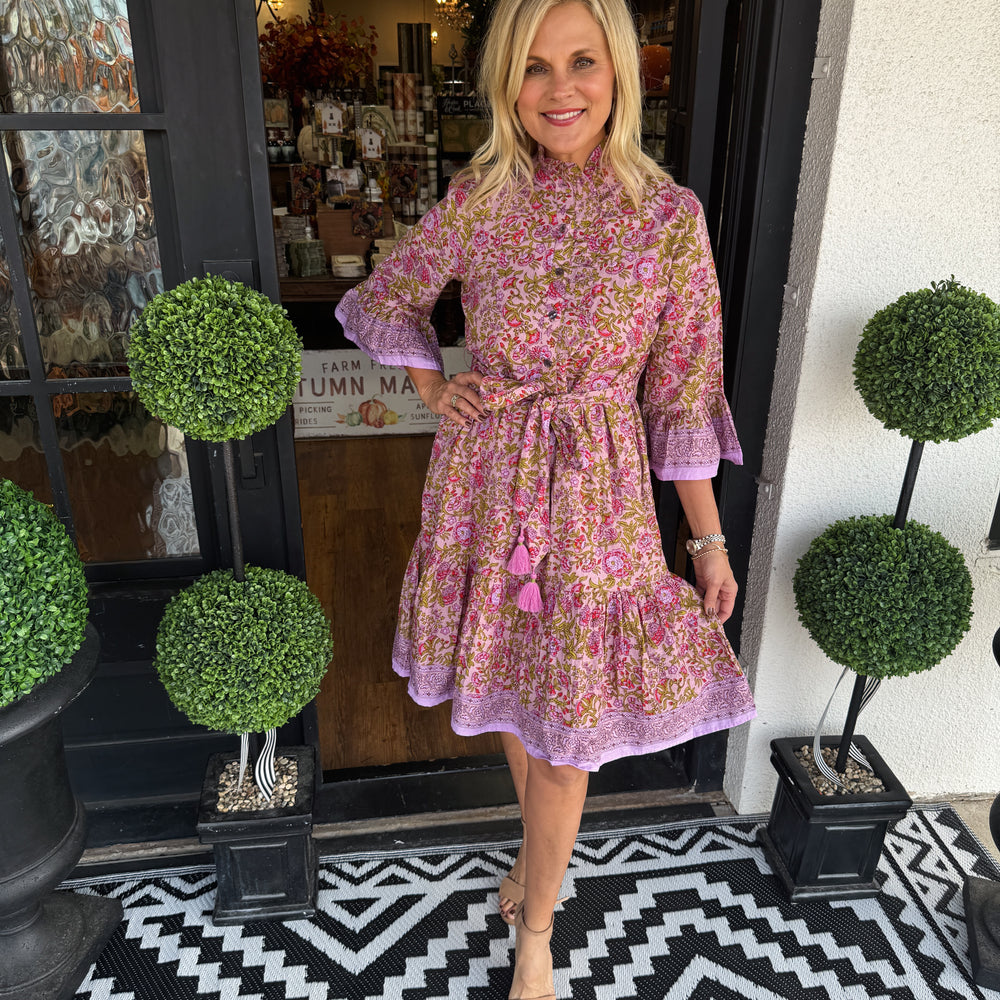 Jenna Pink Floral Dress