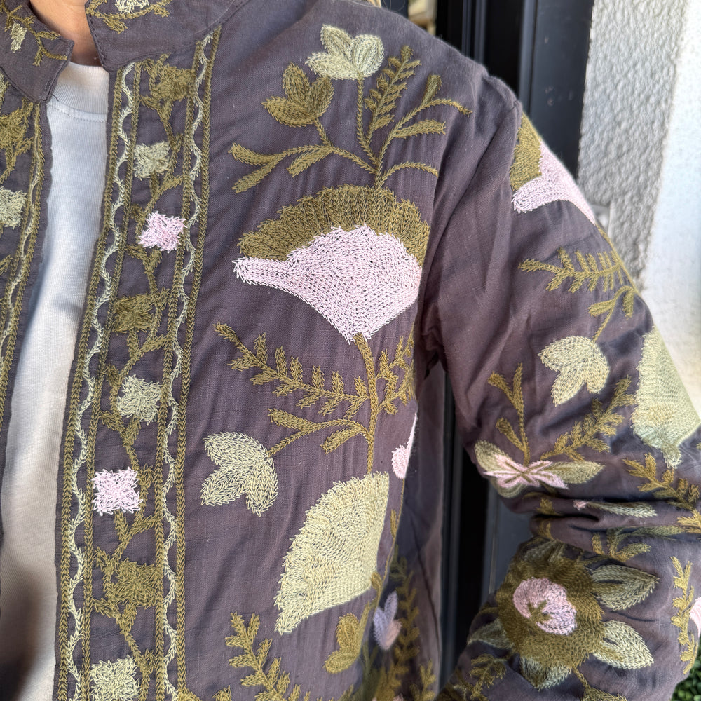 Kirby Floral Jacket- Charcoal