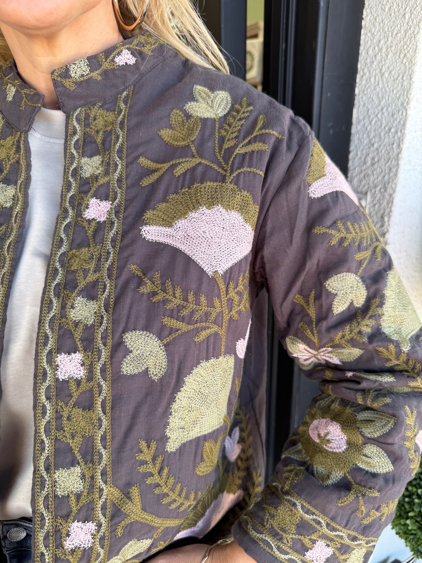 Kirby Floral Jacket- Charcoal