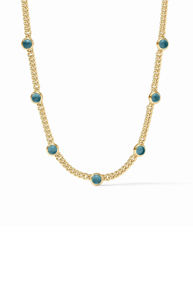 Dolce Delicate Station Necklace - Iridescent Montana Blue