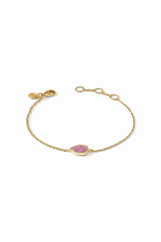 Pave Teardrop Delicate Bracelet - Pink Tourmaline