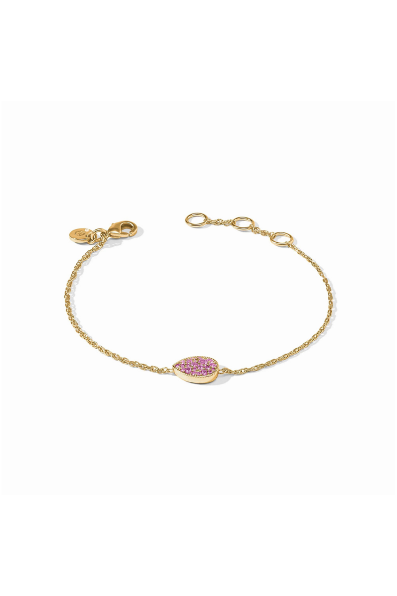 Pave Teardrop Delicate Bracelet - Pink Tourmaline