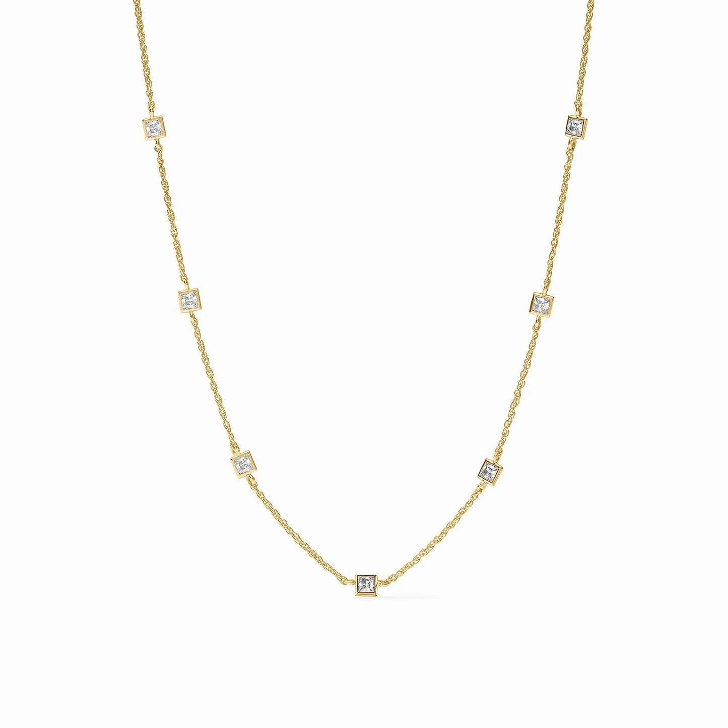 Jolie Delicate Station Necklace - Clear Cubic Zirconia