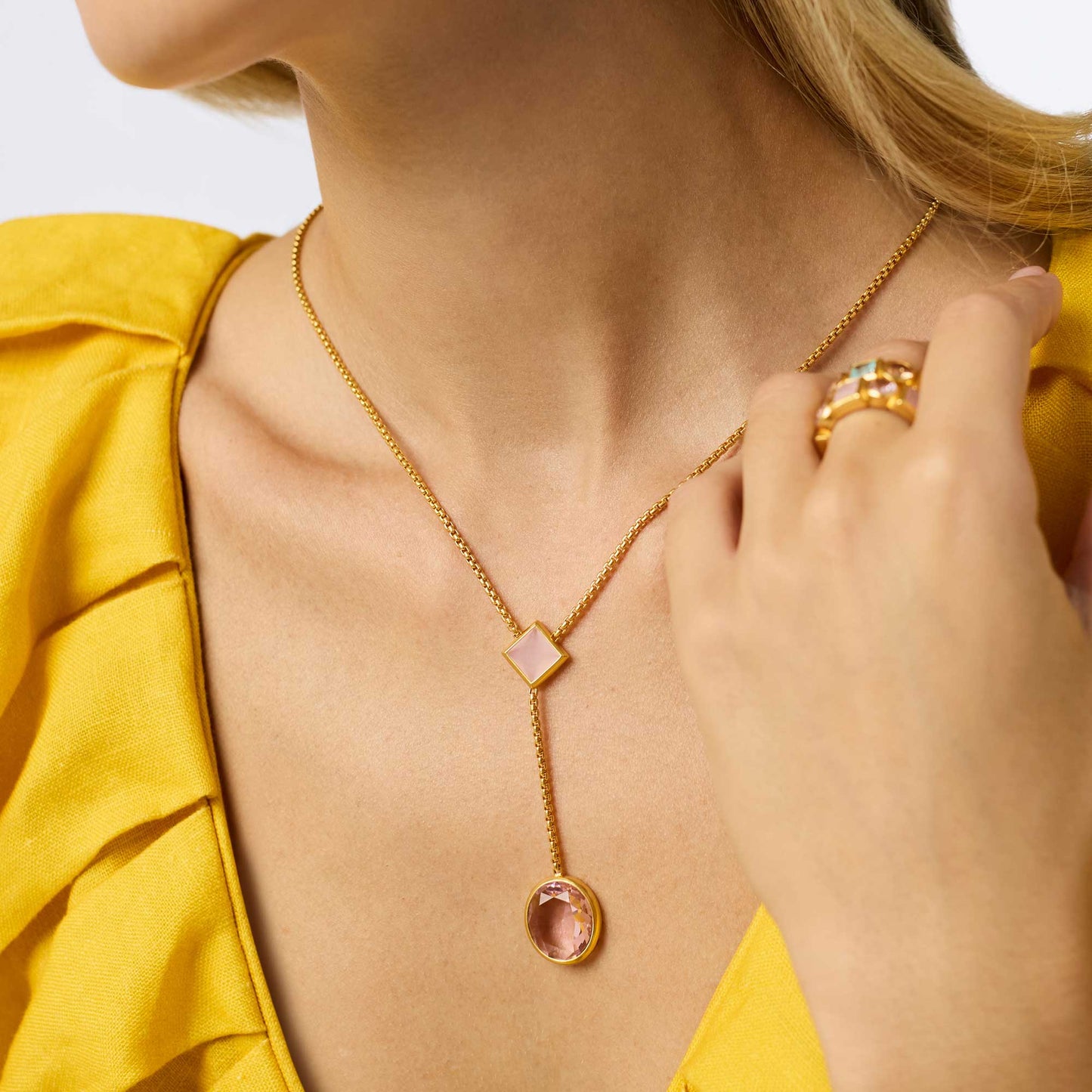 Jolie Lariat Necklace - Rose