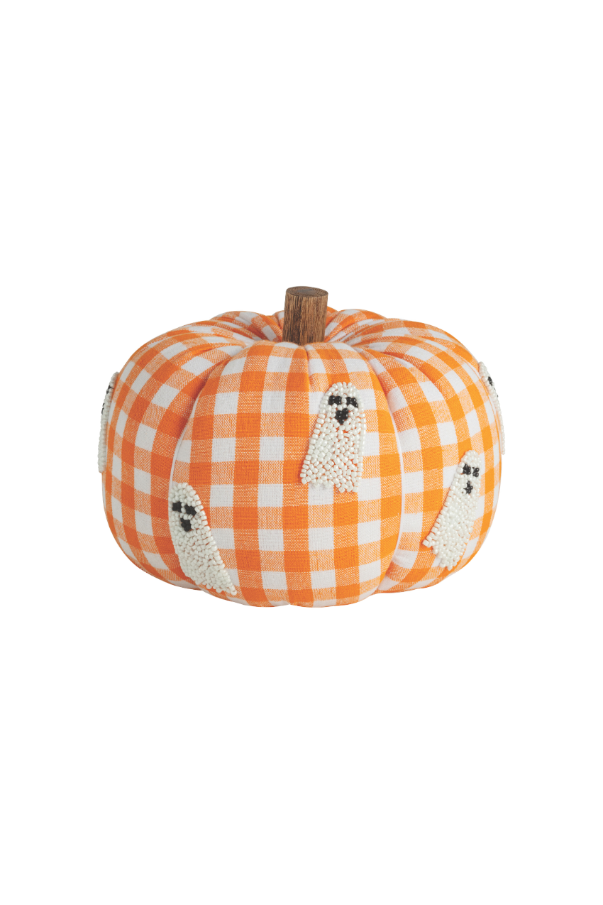 Ghost Beaded Pumpkin - Medium