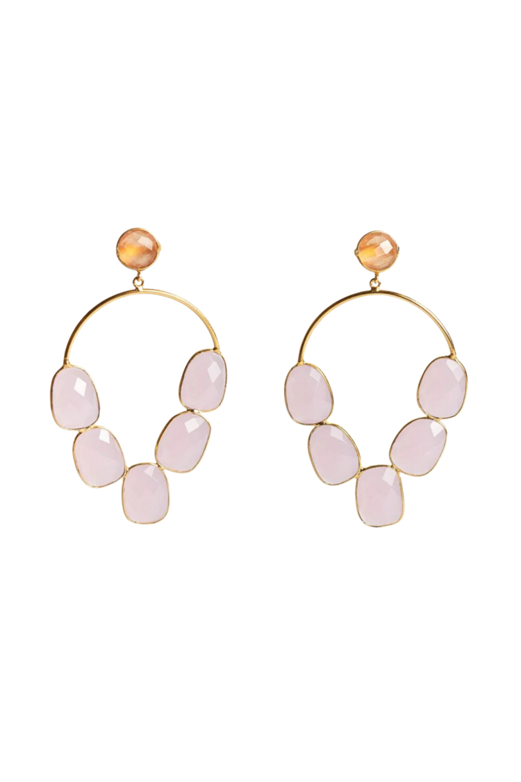Gem Chandelier Earring - Rose Quartz