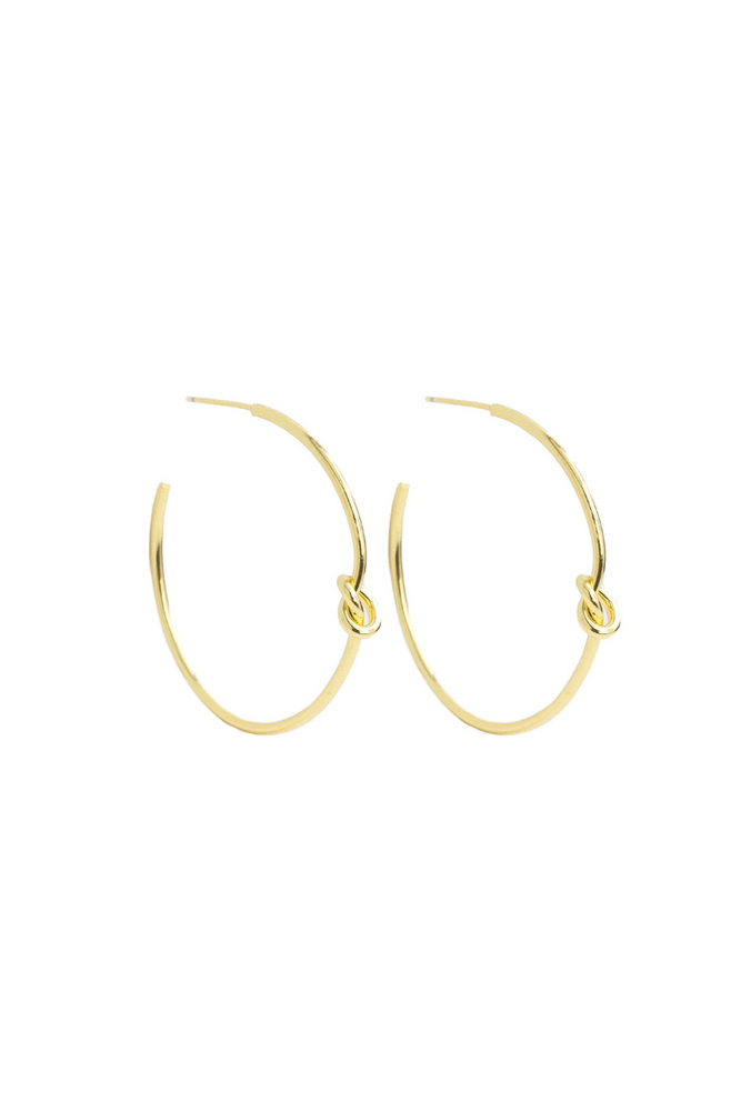 Delicate Hoop With Knot Accent - Gold