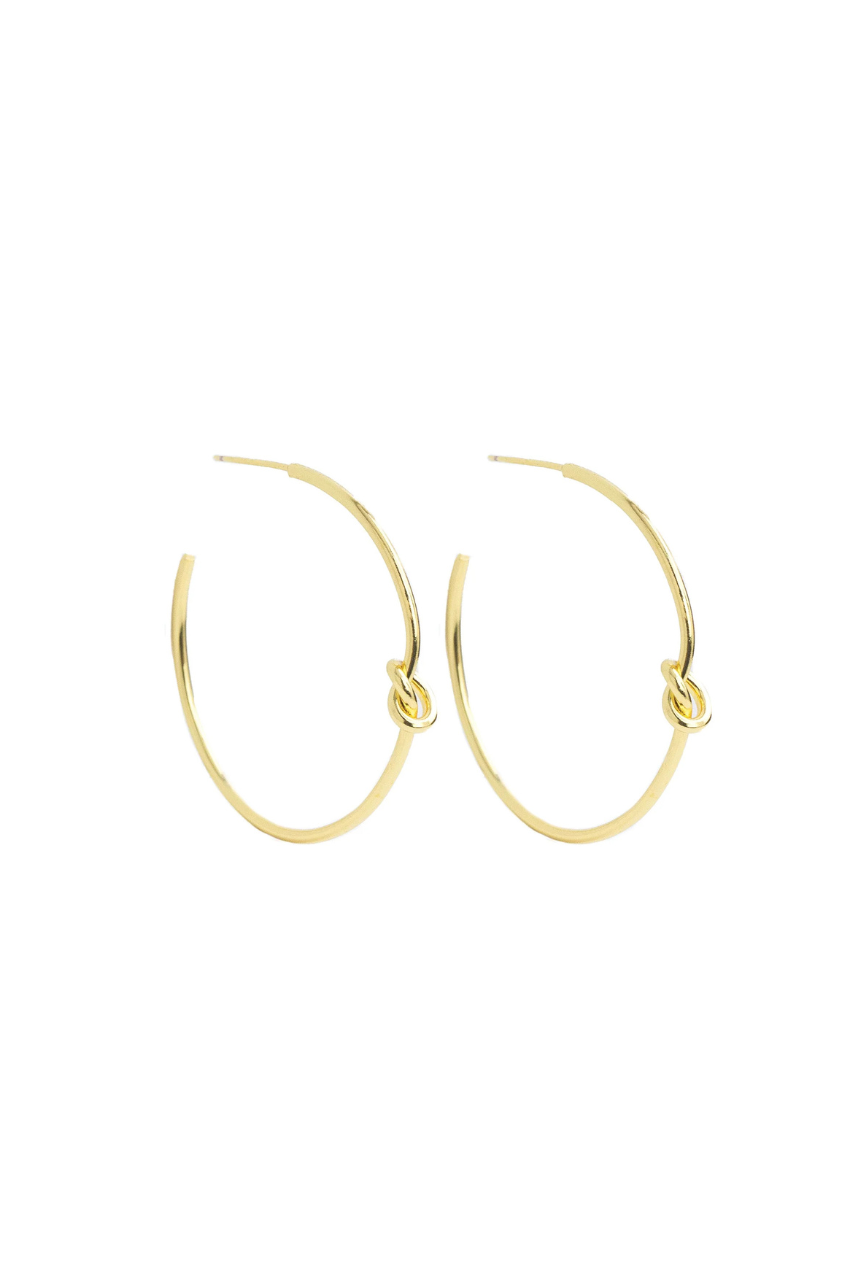 Delicate Hoop With Knot Accent - Gold