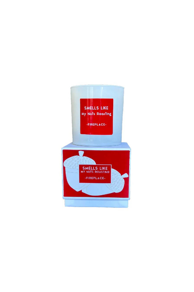 Smells Like Your Nuts Roasting White Glass Candle - 9oz