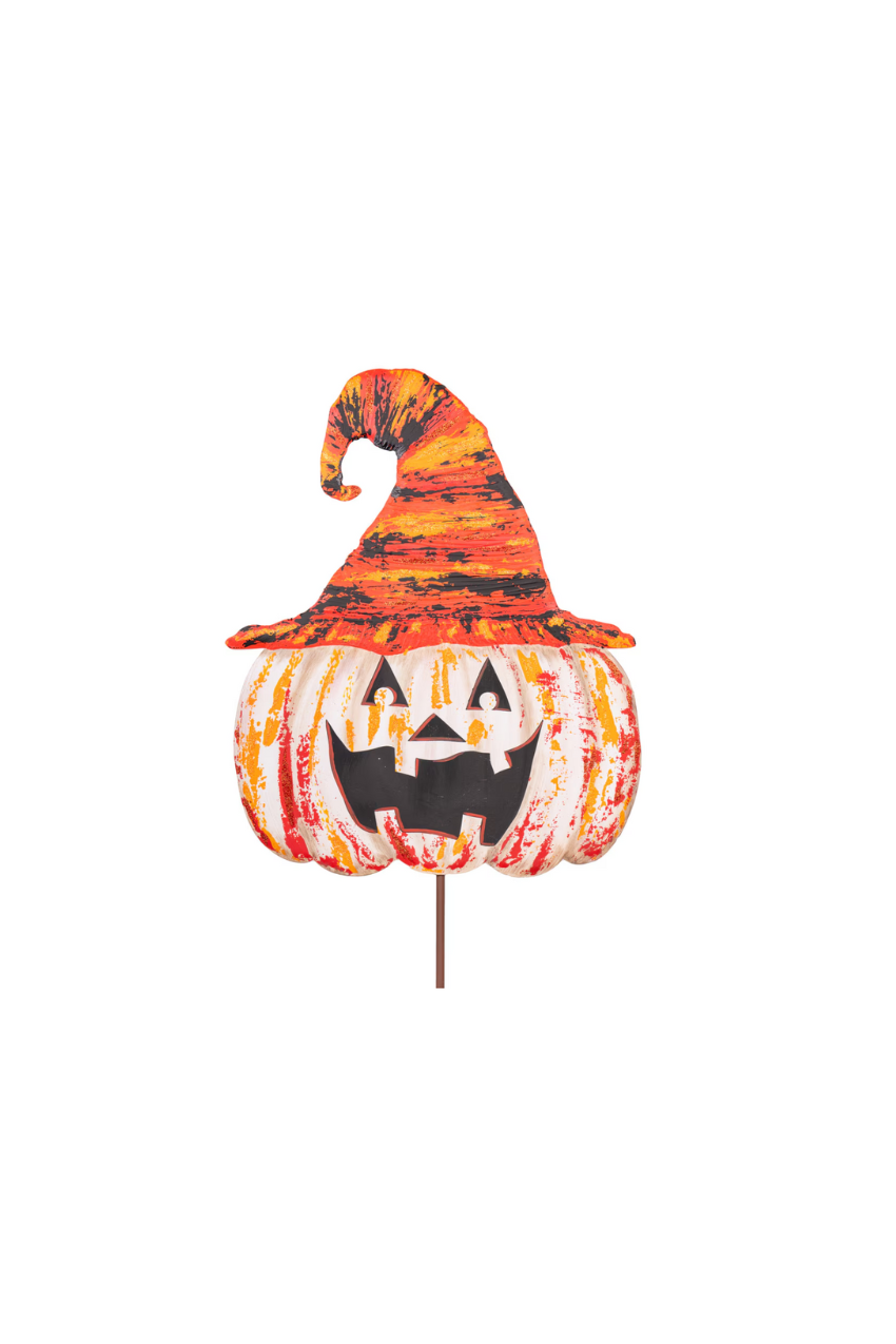 Jack O Lantern With Orange Raggedy Hat