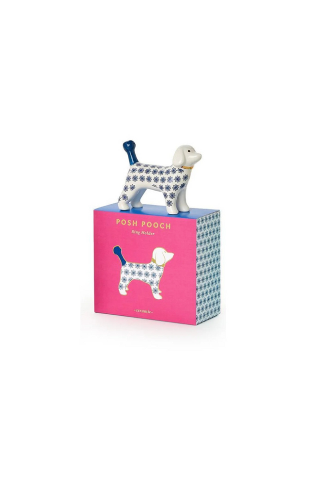 Dog Ceramic Ring Holder - Blue
