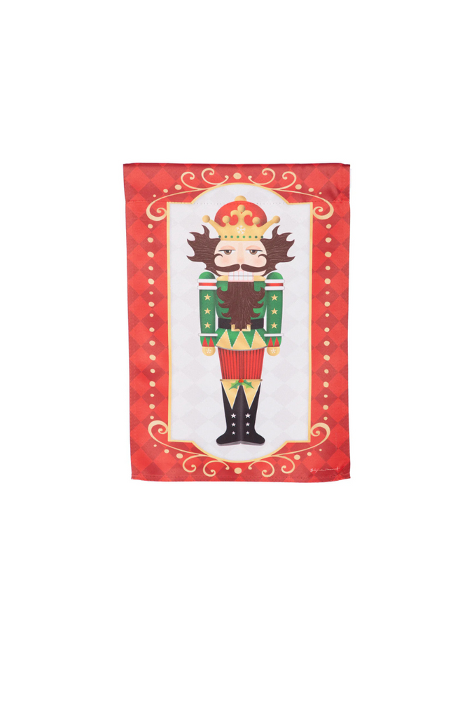 Welcome Nutcracker Suede Garden Flag