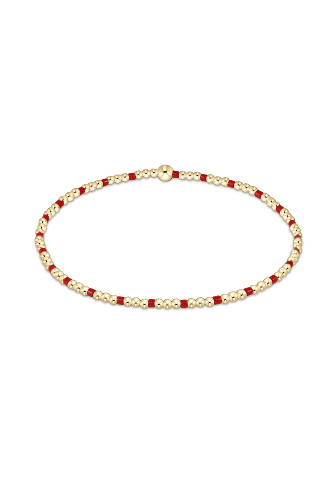 Gameday Hope Sincerity Pattern 2mm Bead Bracelet-Bright Red