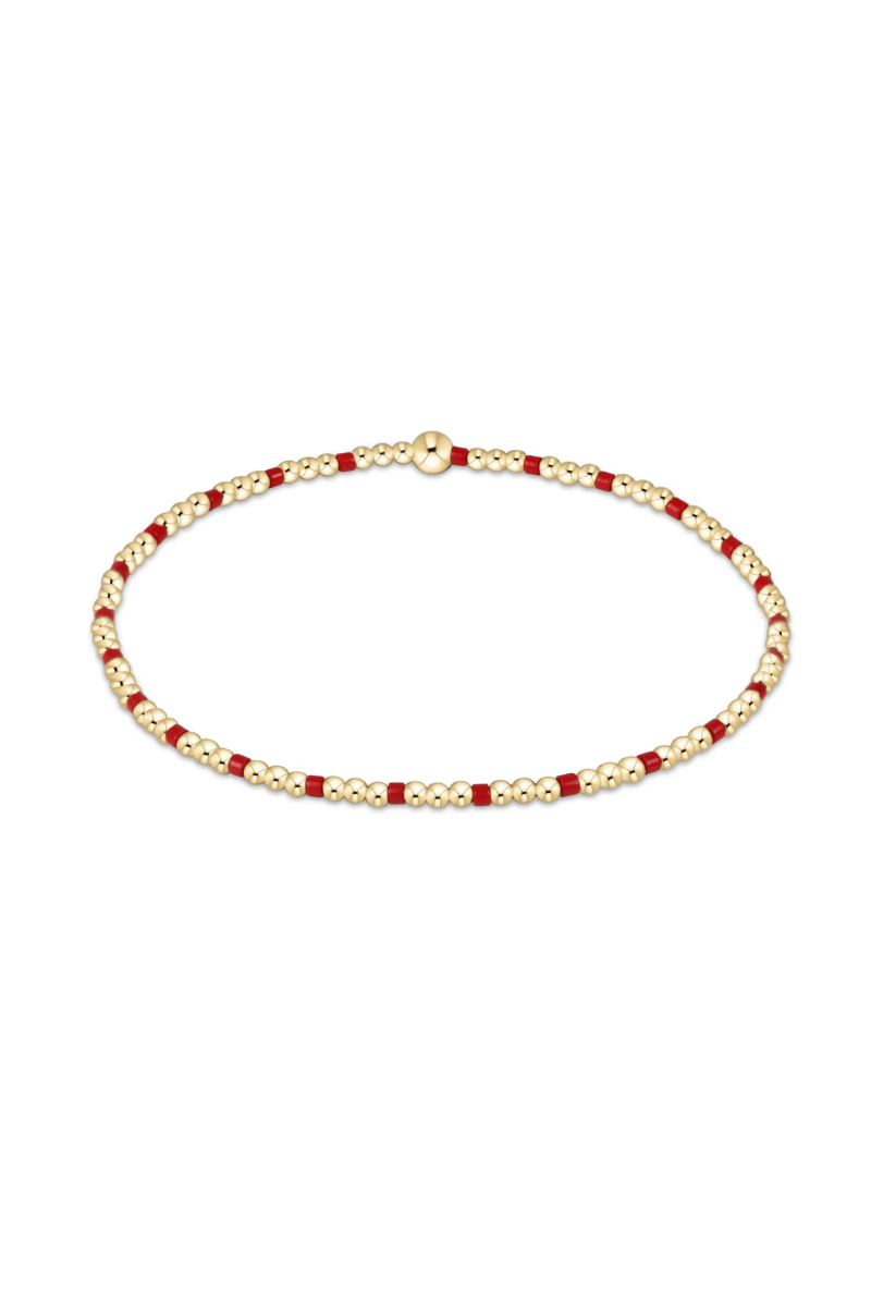 Gameday Hope Sincerity Pattern 2mm Bead Bracelet-Bright Red