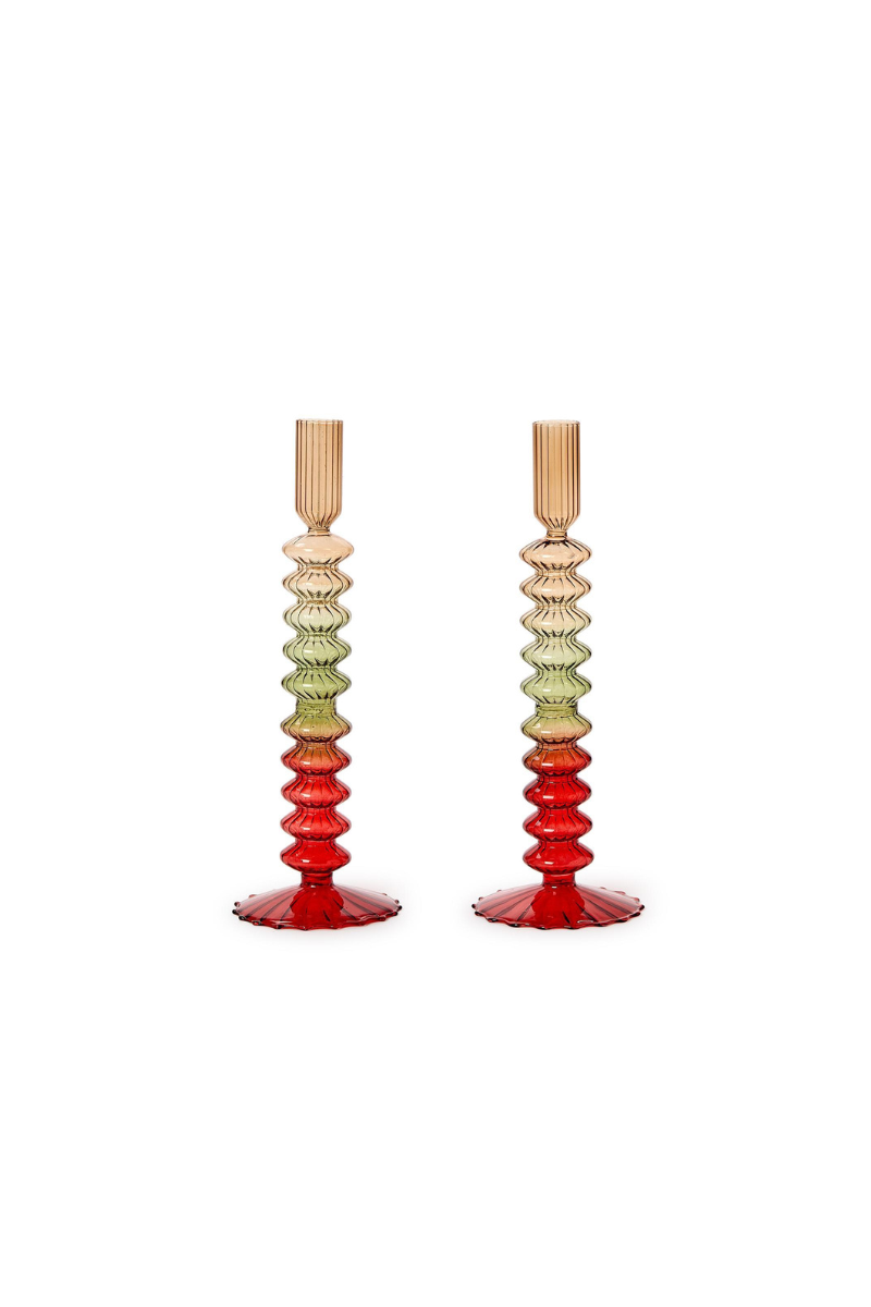 Ombre Hand-Blown Glass Candlestick - Slim Bubble