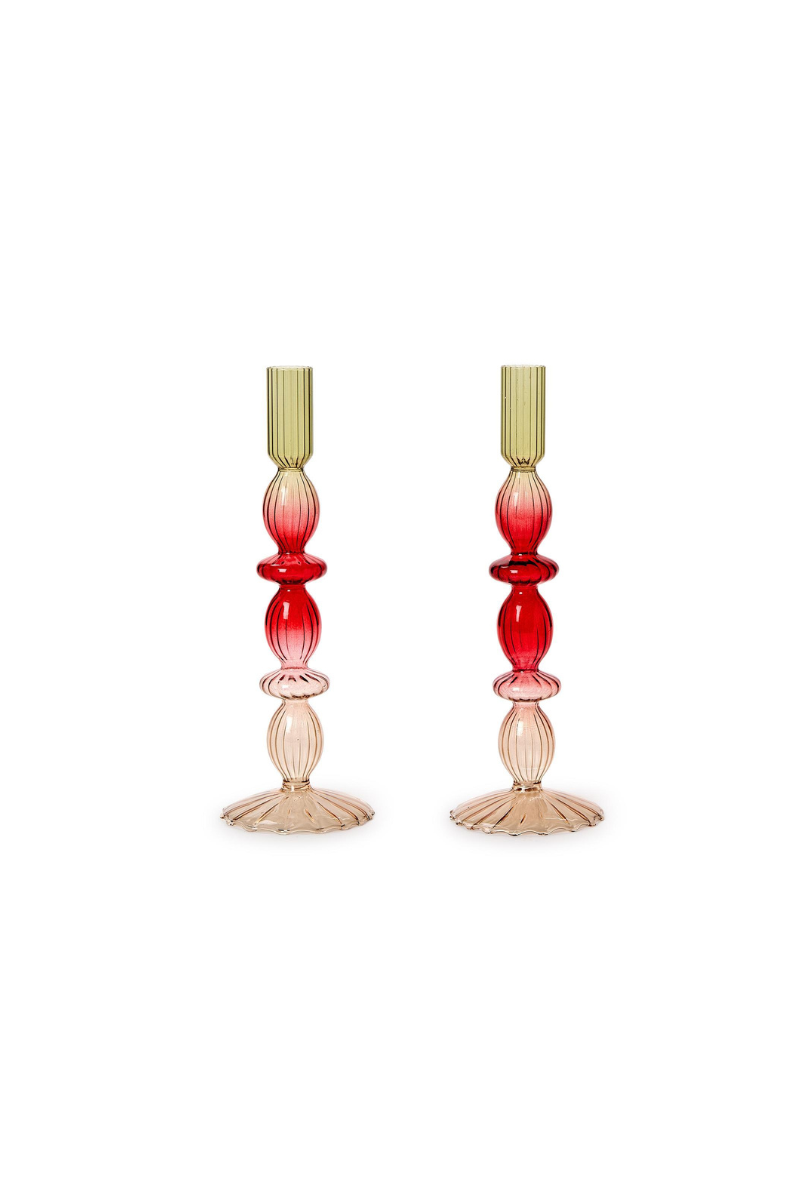 Ombre Hand-Blown Glass Candlestick - Wide Bubble
