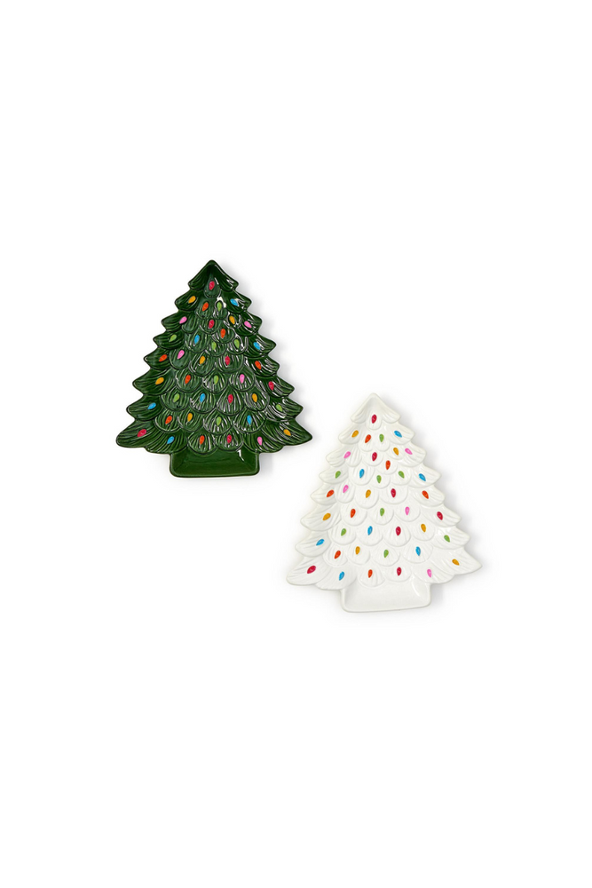 Decked Out Vintage Tree Serving Plate - White