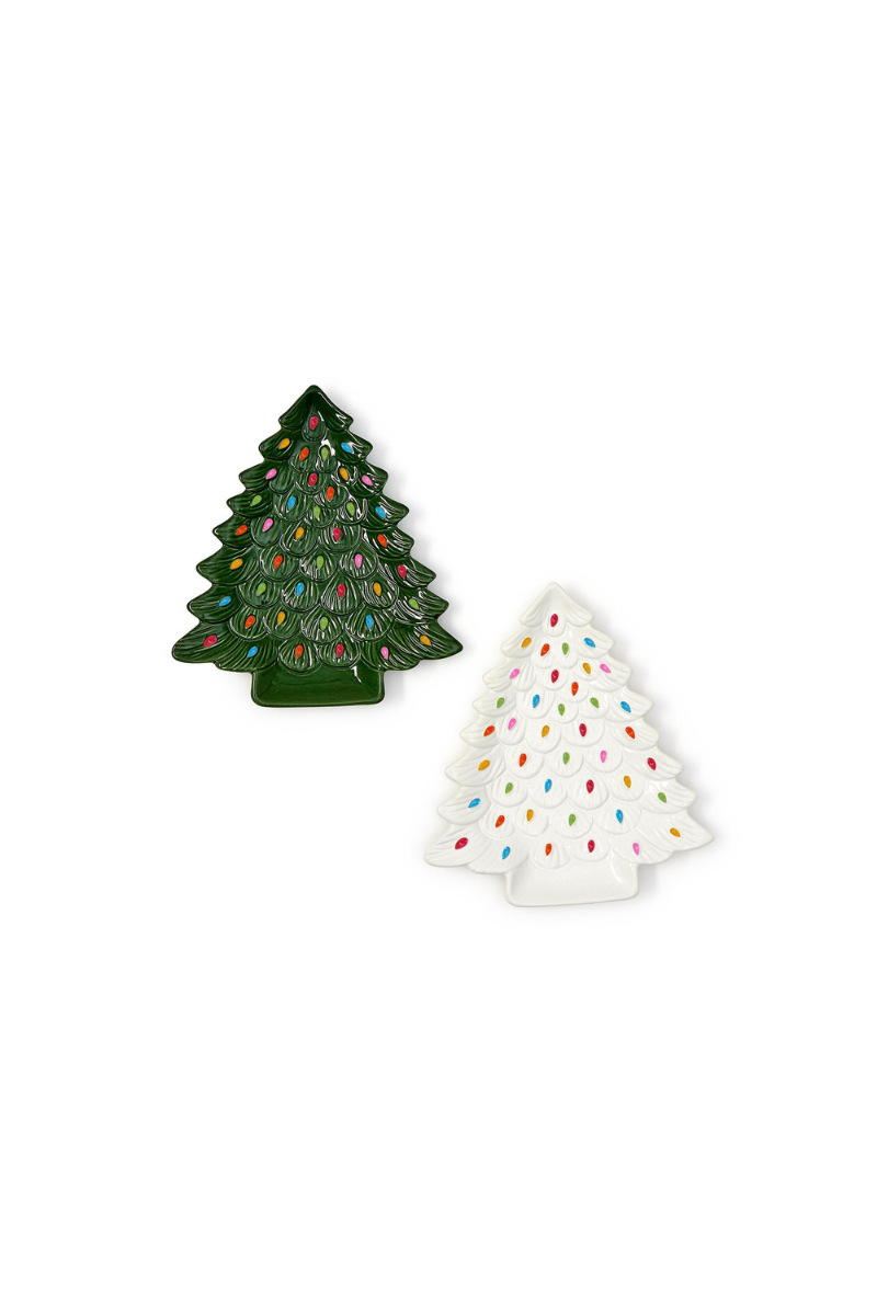 Decked Out Vintage Tree Serving Plate - White