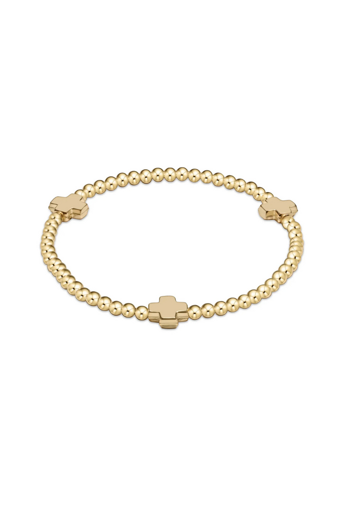 egirl Signature Cross Gold Pattern 3mm Bead Bracelet - Gold