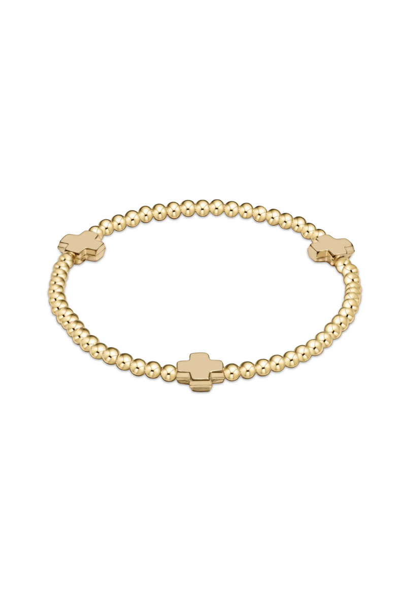 egirl Signature Cross Gold Pattern 3mm Bead Bracelet - Gold