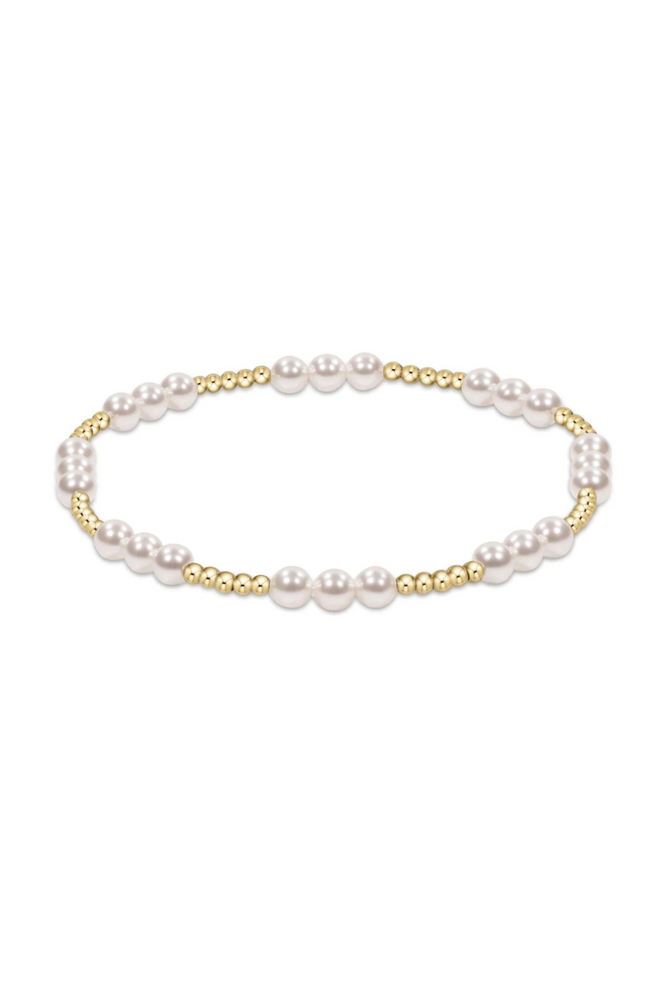 Classic Joy Pattern 4mm Bead Bracelet - Pearl