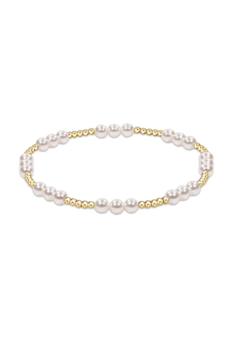 Classic Joy Pattern 4mm Bead Bracelet - Pearl