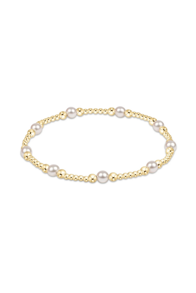 Classic Purpose Pattern 4mm Bead Bracelet - Pearl