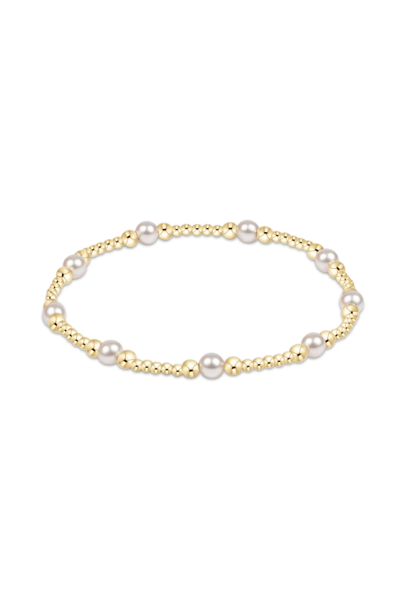 Classic Purpose Pattern 4mm Bead Bracelet - Pearl