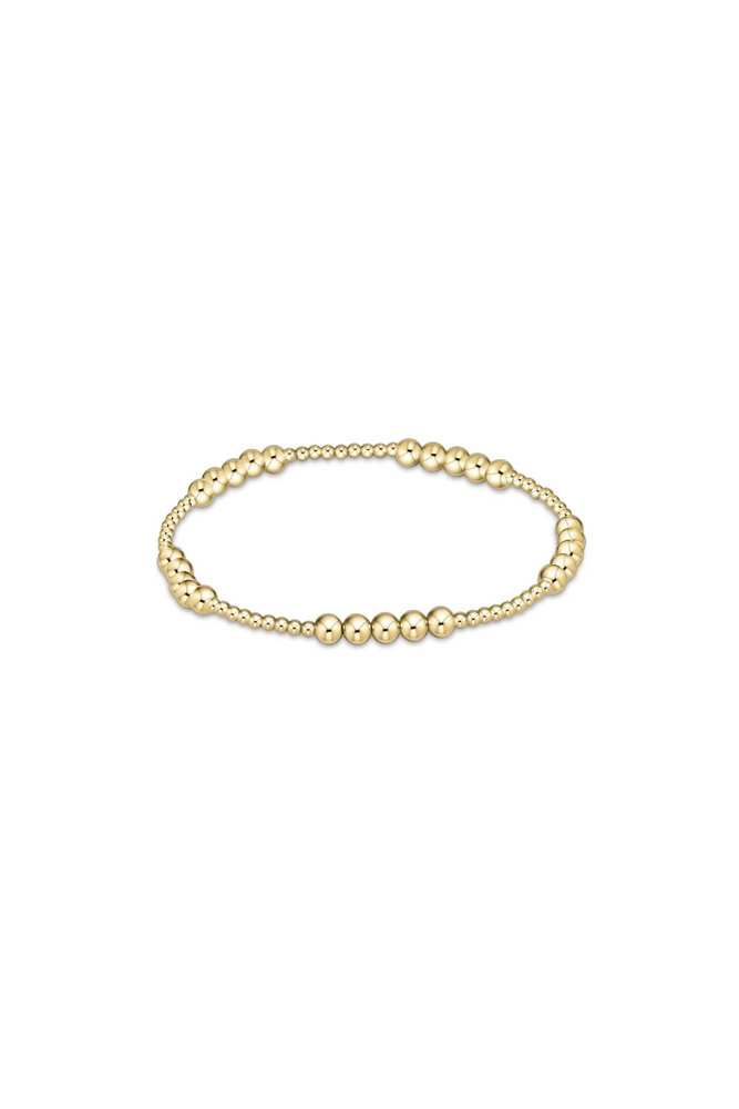 Classic Blissful Pattern 2mm Bead Bracelet - 4mm Gold