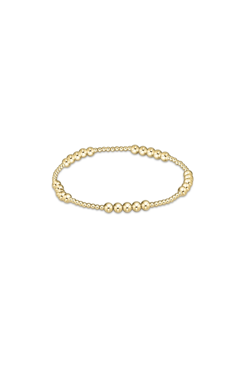 Classic Blissful Pattern 2mm Bead Bracelet - 4mm Gold