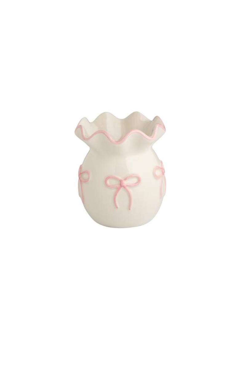 Dainty Bow Valentine Ruffle Bud Vase