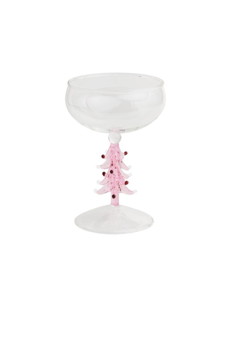 Pink Tree Coupe Glass