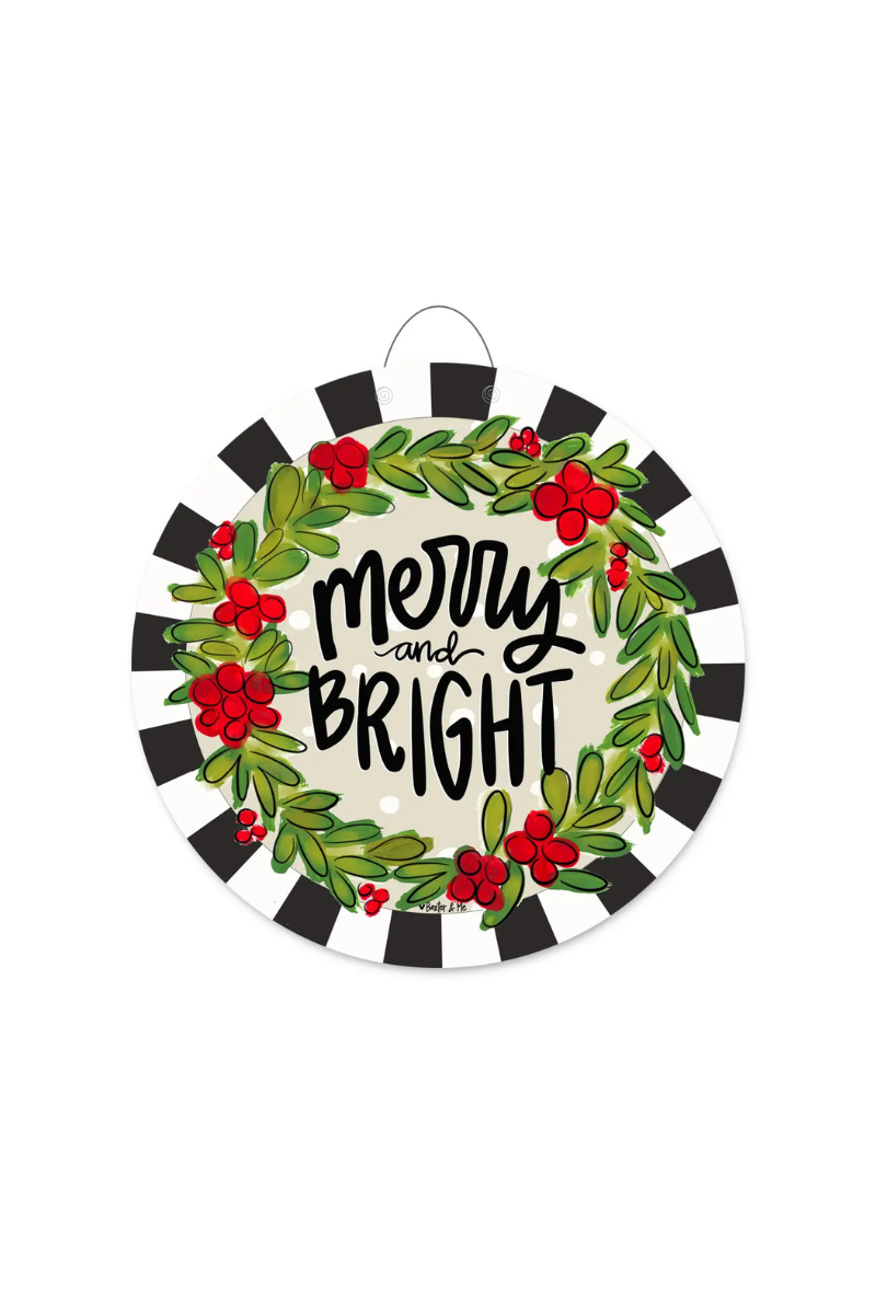 Merry & Bright Wreath Door Hanger