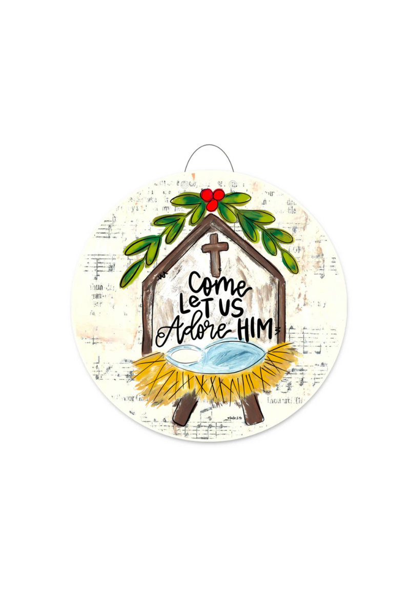 Come Let Us Adore Him Nativity Door Hanger