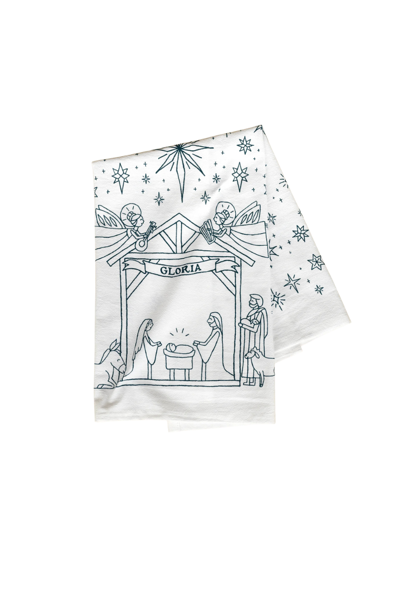 Nativity Christmas Tea Towel