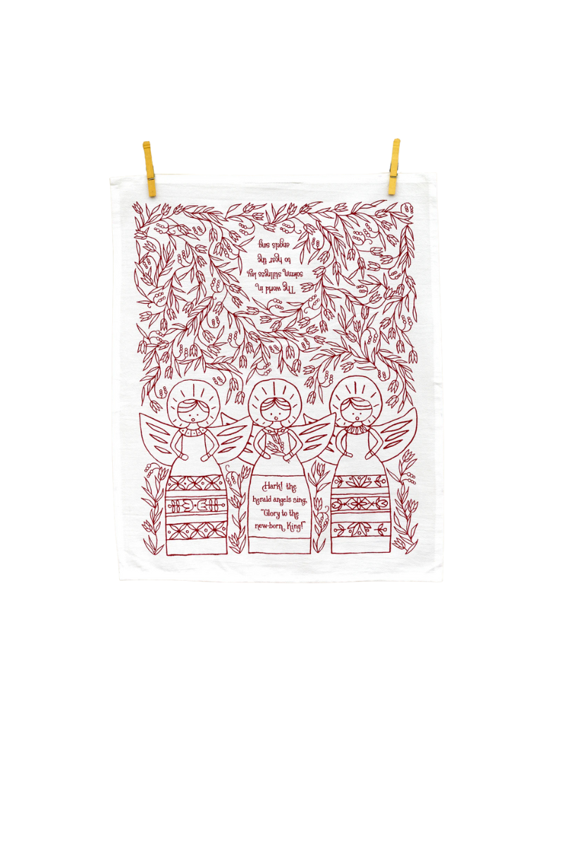 Hark! The Herald Angels Sing Advent Christmas Tea Towel