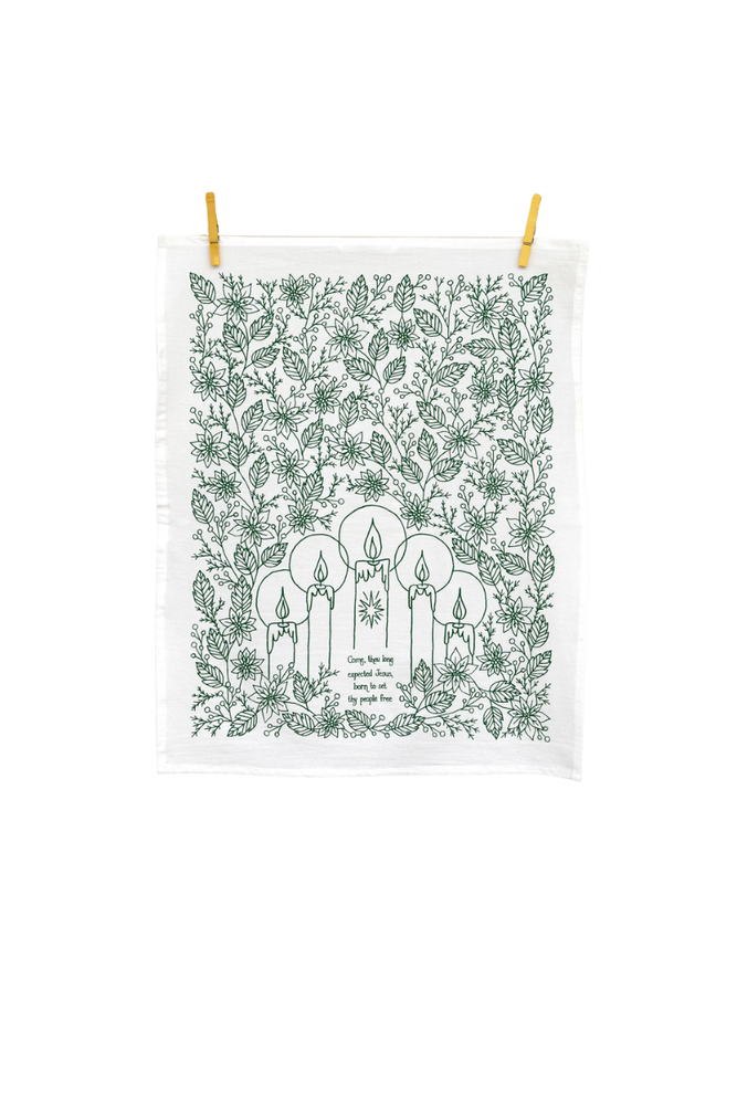 Come Thou Long Expected Jesus Christmas Tea Towel