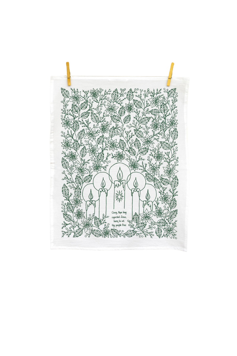 Come Thou Long Expected Jesus Christmas Tea Towel